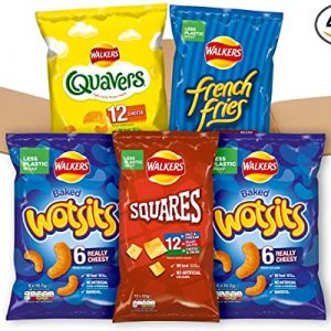Walkers Under 100 Calories Snacks Box | Wotsits | Quavers | French Fries | Squares (Case of 48 Packs)