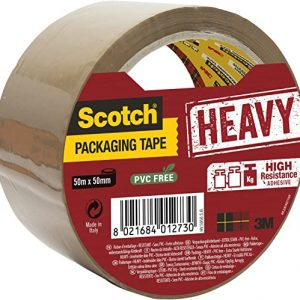 Scotch Heavy Duty Packing Tape, Suitable for Rough Handling and Shipping, 1 Roll of Brown Tape, 50 x 50 mm