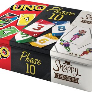 Mattel Games FFK01 Collector’s Metal Box Uno Phase 10, Party Animals, Board Games and Cards