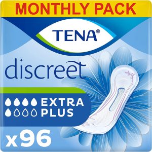 TENA Discreet Extra Plus, 96 Incontinence Pads (16 x 6 packs) Individually Wrapped, for Women with Medium to Heavy Bladder Weakness, Incontinence and Unpredictable Leaks